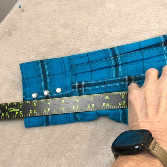 Wrangler Mens Shirt Large Long Sleeve Pearl Snaps Plaid Casual Classic Y2K Blue - Picture 5 of 11